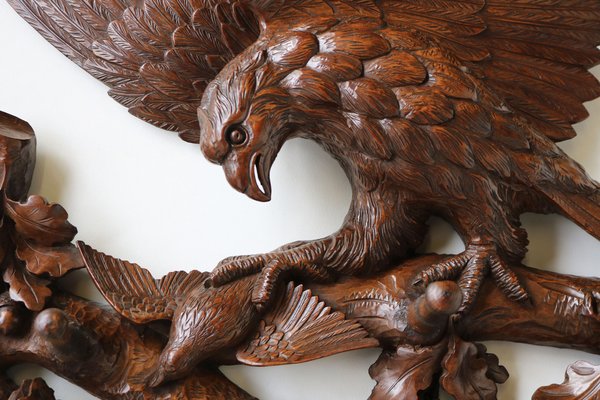 Swiss Black Forest Eagle Coat Rack in Walnut, 1880s-WIP-1735236