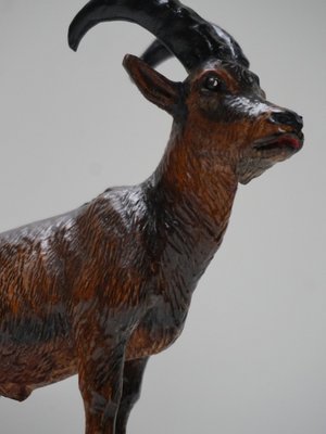 Swiss Black Forest Ibex Sculpture, 1920s, Wood-EA-1703971