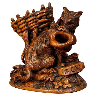 Swiss Black Forest Wooden Carved Begging Dog, 1900s-KJP-1149480