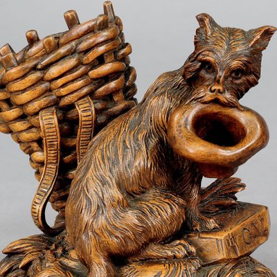 Swiss Black Forest Wooden Carved Begging Dog, 1900s-KJP-1149480