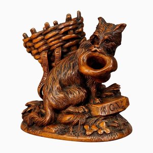 Swiss Black Forest Wooden Carved Begging Dog, 1900s-KJP-1149480