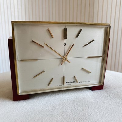 Swiss Brass Desk Clock from Sindaco Electronic Lic. Ato, 1960s-KND-1388621