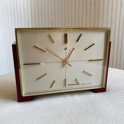 Swiss Brass Desk Clock from Sindaco Electronic Lic. Ato, 1960s-KND-1388621