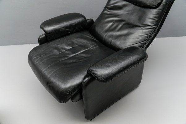 Swiss Buffalo Leather Lounge Chair and Ottoman from De Sede, 1970s, Set of 2-KQB-1737049