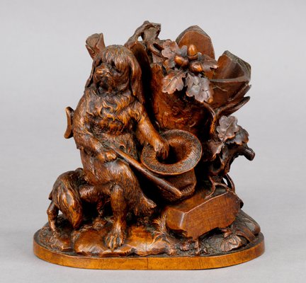 Swiss Carved Black Forest Statue of a Disabled Dog, 1900s-KJP-1149449