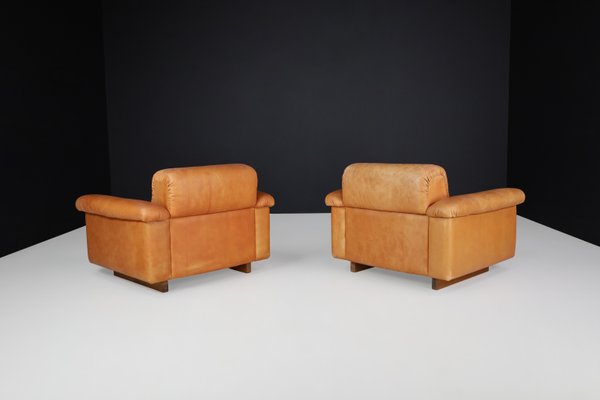 Swiss DS 45 Lounge Chairs in Patinated Leather from de Sede, 1970s, Set of 4-TRW-1797085