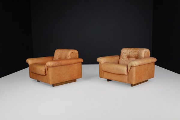 Swiss DS 45 Lounge Chairs in Patinated Leather from de Sede, 1970s, Set of 4-TRW-1797085