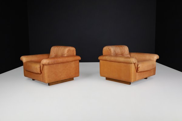 Swiss DS 45 Lounge Chairs in Patinated Leather from de Sede, 1970s, Set of 4-TRW-1797085