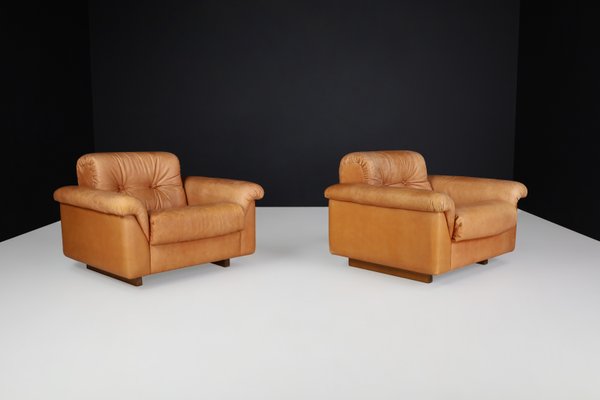 Swiss DS 45 Lounge Chairs in Patinated Leather from de Sede, 1970s, Set of 4-TRW-1797085