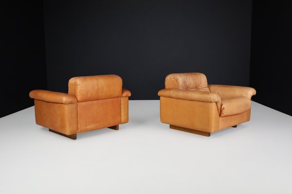 Swiss DS 45 Lounge Chairs in Patinated Leather from de Sede, 1970s, Set of 4-TRW-1797085