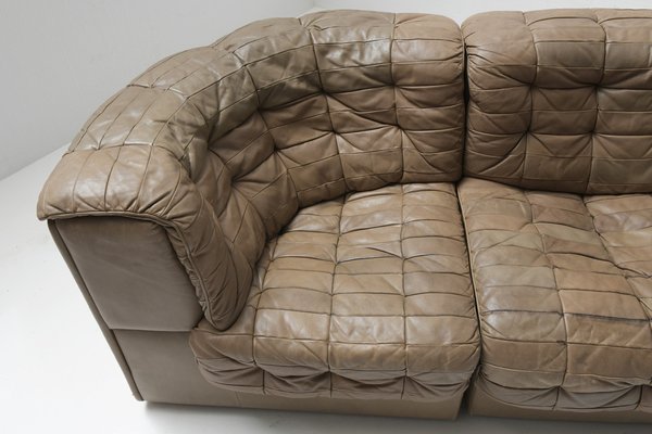 Swiss DS11 Modular Sofa in Brown Patchwork Leather from de Sede, Set of 3-ZXL-1445250