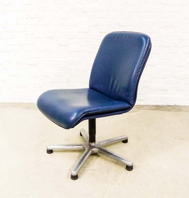 Swiss Executive Desk Chair in Ocean Blue Leather from Sitag, 1970s-IXC-1348245