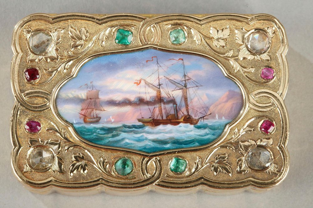 Swiss Export Enamelled Gold Snuff-Box, 1820s