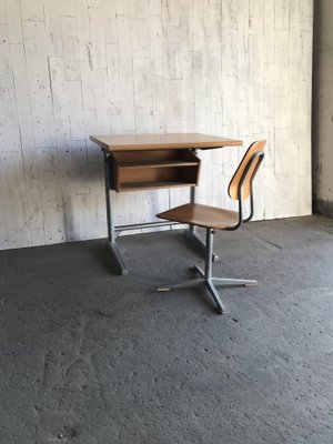 Swiss School Desk and Chair from Embru, 1960s, Set of 2-OXJ-562782