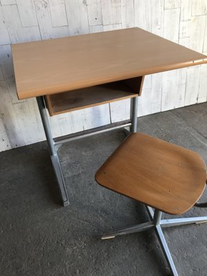 Swiss School Desk and Chair from Embru, 1960s, Set of 2-OXJ-562782