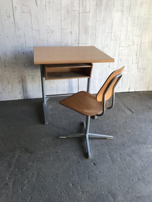 Swiss School Desk and Chair from Embru, 1960s, Set of 2-OXJ-562782