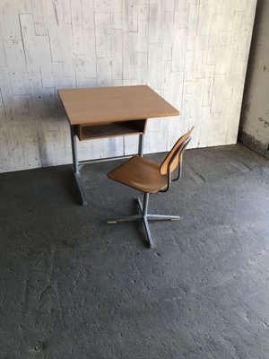 Swiss School Desk and Chair from Embru, 1960s, Set of 2-OXJ-562782