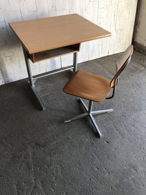 Swiss School Desk and Chair from Embru, 1960s, Set of 2-OXJ-562782