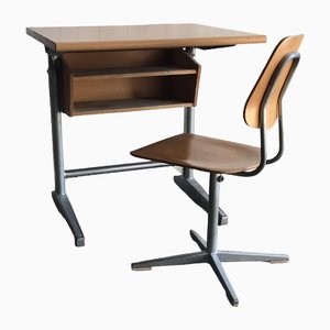 Swiss School Desk and Chair from Embru, 1960s, Set of 2-OXJ-562782