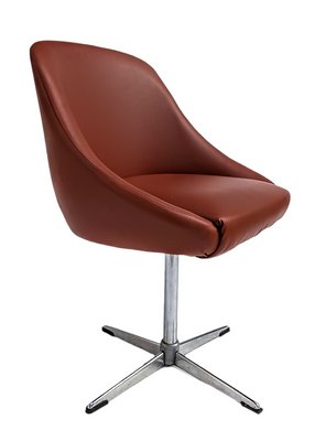 Swivel Armchair in Maroon Leather-FSD-1397394