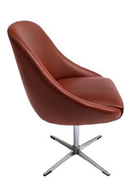 Swivel Armchair in Maroon Leather-FSD-1397394