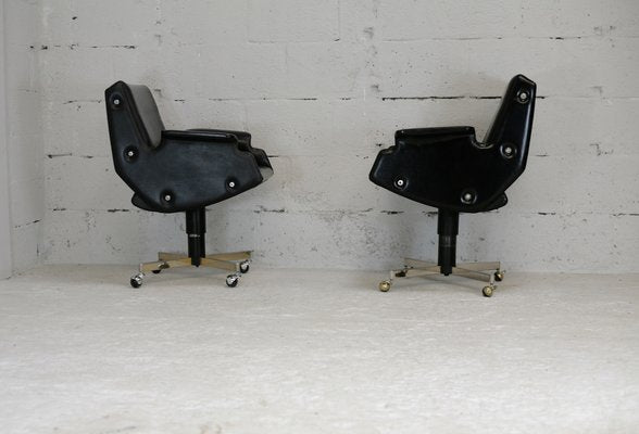 Swivel Armchairs in Leatherette & Steel, Italy, 1960s, Set of 2-MAO-986491