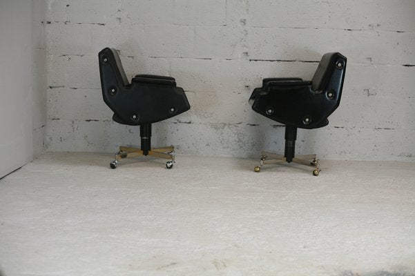 Swivel Armchairs in Leatherette & Steel, Italy, 1960s, Set of 2-MAO-986491