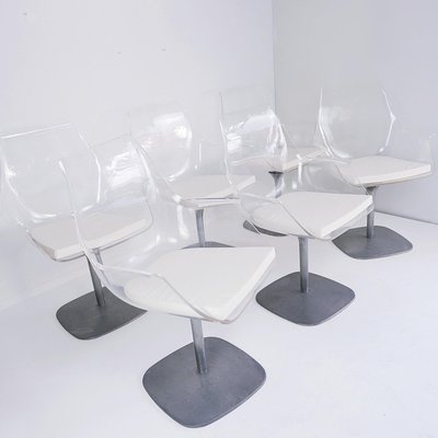 Swivel Chairs in Acrylic Glass and Cream Cushion, Set of 6-NYF-2019076