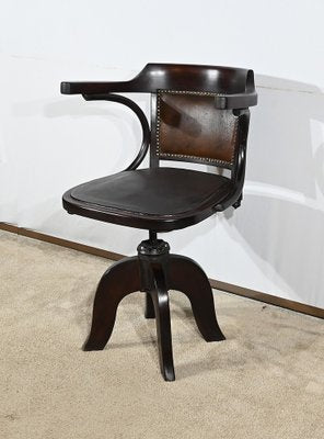 Swivel Desk Chair in Tinted Beech, 1940s-RVK-1798777