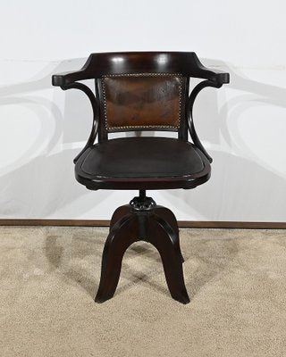 Swivel Desk Chair in Tinted Beech, 1940s-RVK-1798777