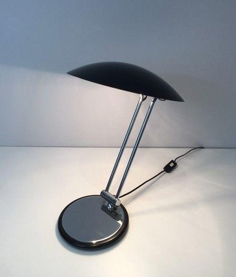 Swivel Desk Lamp in Chrome & Black Lacquered Metal-BA-1365547