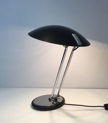 Swivel Desk Lamp in Chrome & Black Lacquered Metal-BA-1365547