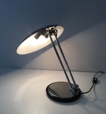 Swivel Desk Lamp in Chrome & Black Lacquered Metal-BA-1365547