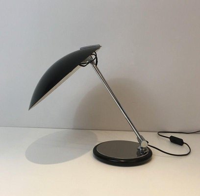 Swivel Desk Lamp in Chrome & Black Lacquered Metal-BA-1365547