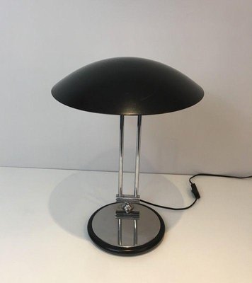 Swivel Desk Lamp in Chrome & Black Lacquered Metal-BA-1365547