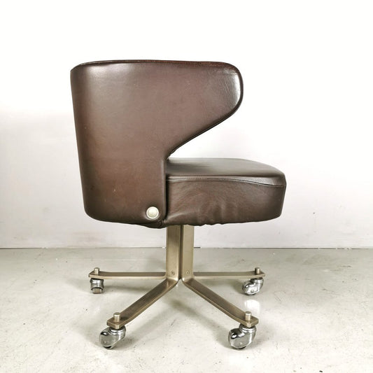 Swivel Leather Armchair by Giulio Moscatelli for Formanova, 1970