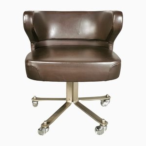 Swivel Leather Armchair by Giulio Moscatelli for Formanova, 1970-PRS-1259581