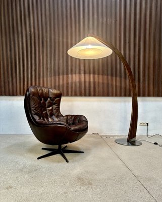 Swivel Leather Lounge Chair by Henry Walter Klein for Bramin, Denmark, 1960s-JP-1725402