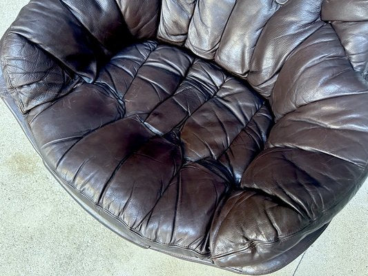 Swivel Leather Lounge Chair by Henry Walter Klein for Bramin, Denmark, 1960s-JP-1725402