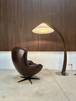 Swivel Leather Lounge Chair by Henry Walter Klein for Bramin, Denmark, 1960s-JP-1725402