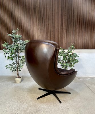 Swivel Leather Lounge Chair by Henry Walter Klein for Bramin, Denmark, 1960s-JP-1725402