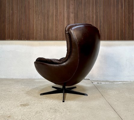 Swivel Leather Lounge Chair by Henry Walter Klein for Bramin, Denmark, 1960s-JP-1725402