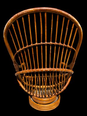 Swivel Rattan and Bamboo Armchair, 1970s-SDV-2020040