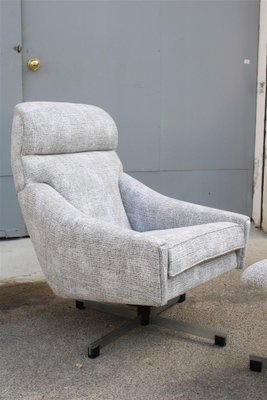 Swivel Rocking Armchair with Pouf, Italy, 1970s, Set of 2-EH-1702316