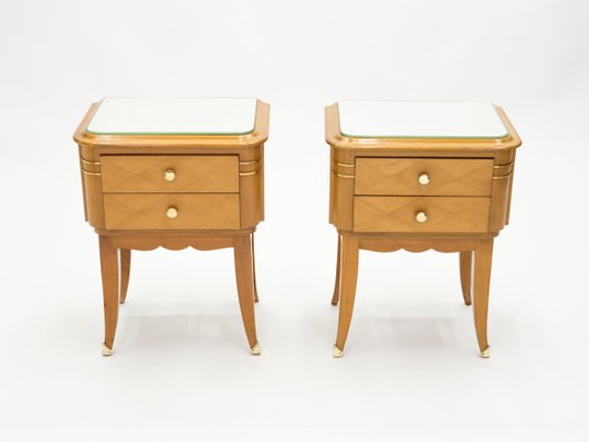 Sycamore Bedside Tables by Jean Pascaud, 1940s, Set of 2-YJA-852126