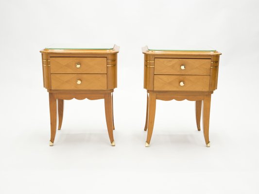 Sycamore Bedside Tables by Jean Pascaud, 1940s, Set of 2-YJA-852126