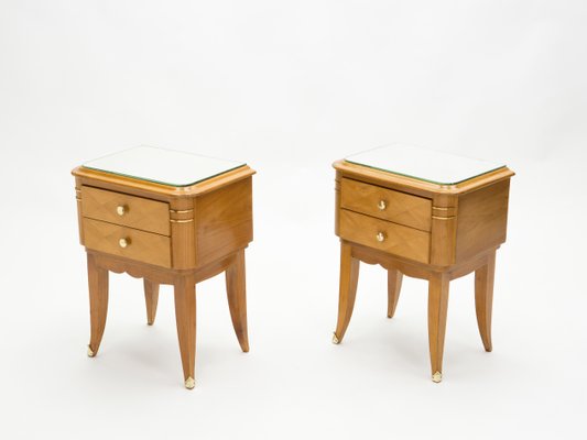 Sycamore Bedside Tables by Jean Pascaud, 1940s, Set of 2-YJA-852126