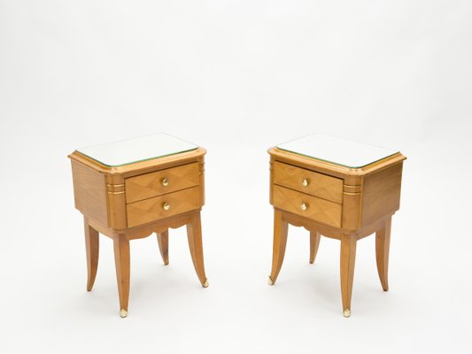 Sycamore Bedside Tables by Jean Pascaud, 1940s, Set of 2-YJA-852126