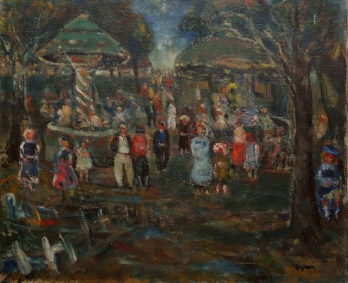 Sylvain Vigny, La Fête Foraine, 1950, Oil on Canvas-FMZ-1381029