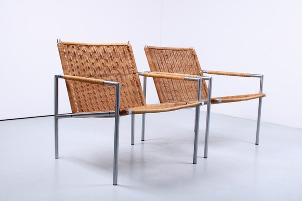 SZ01 Lounge Chairs in Rattan by Martin Visser for 't Spectrum, 1960s, Set of 2-XT-1823022